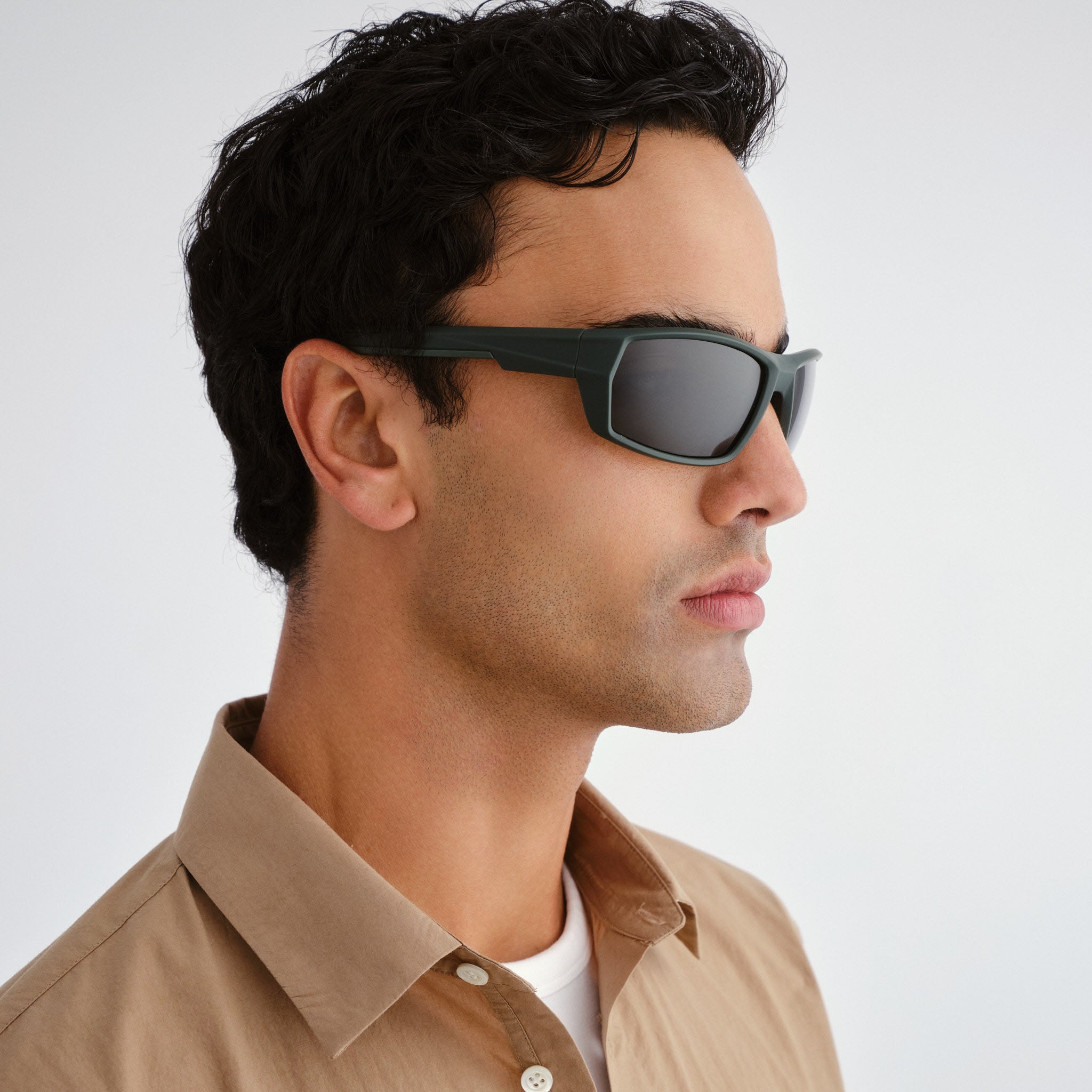 Cancer Council Cronulla Khaki Rubber Male Wrap Sunglasses | Eyewear Index