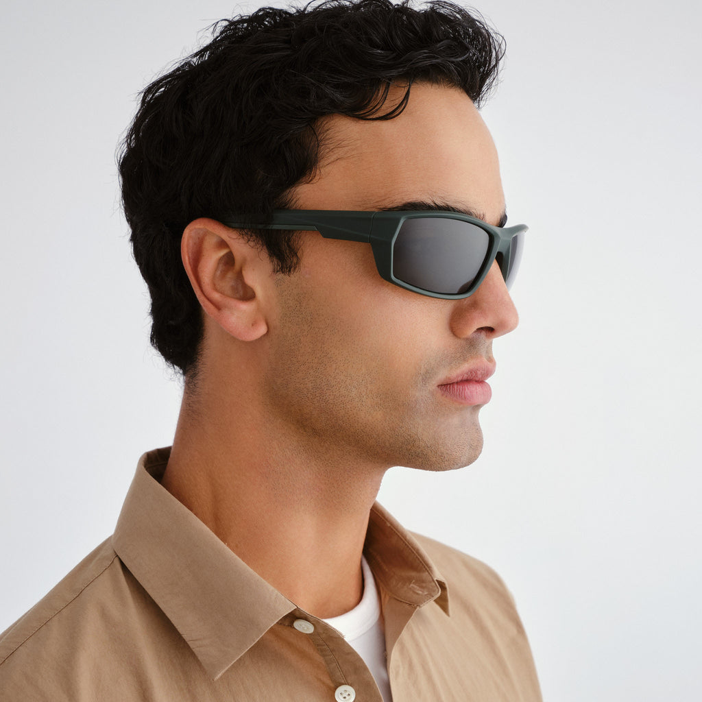 Cancer Council Cronulla Khaki Rubber Male Wrap Sunglasses | Eyewear Index