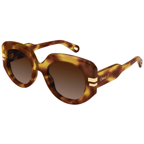 Chloe Ch0257s Havana Female Rectangle Sunglasses | Eyewear Index