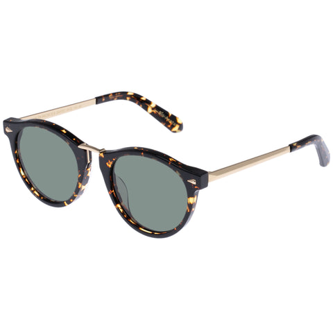 Karen Walker Helter Skelter 22b Cracked Tort Uni-Sex Round Sunglasses | Eyewear Index