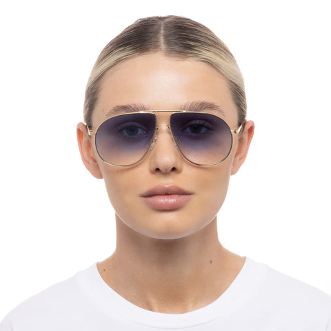 Le Specs Schmaltzy Bright Gold Vint Tort Uni-Sex Aviator Sunglasses | Eyewear Index