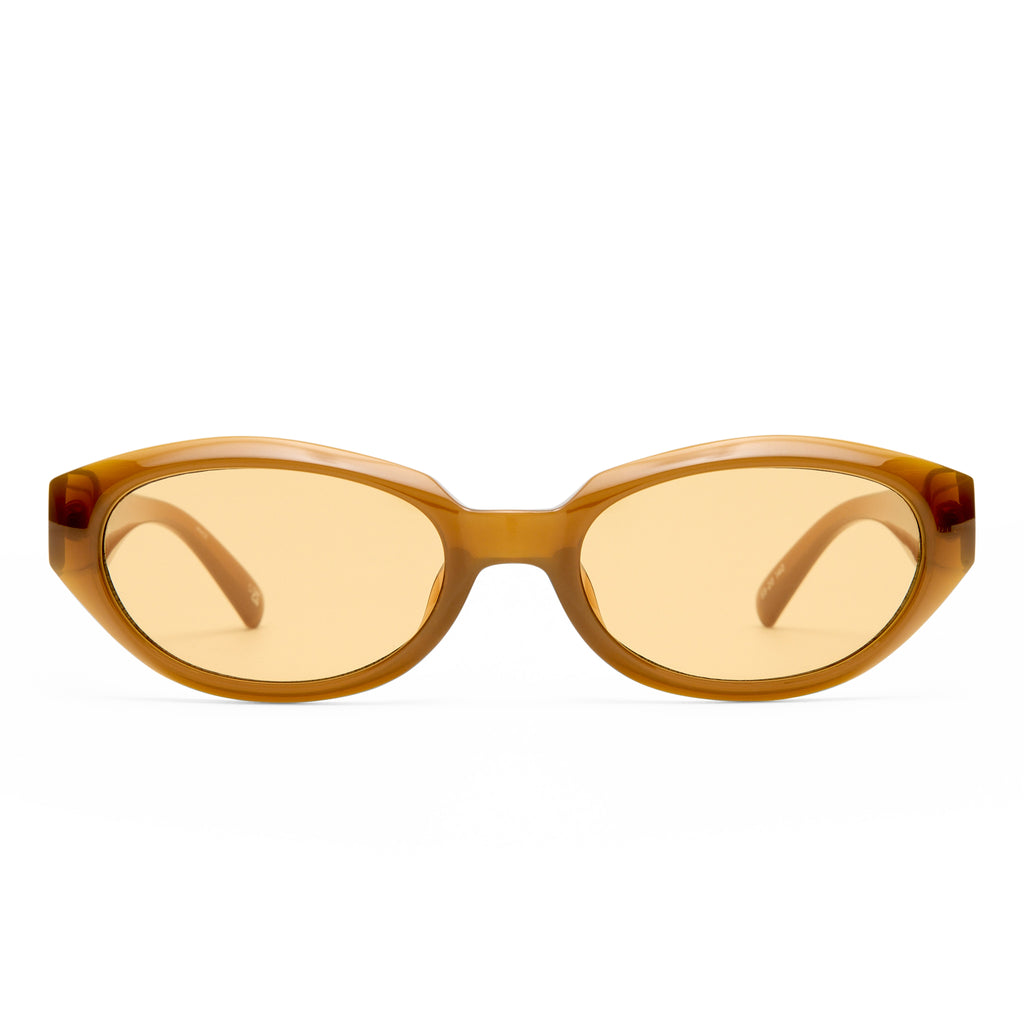 Le Specs Le Bijou Toffee Uni-Sex Oval Sunglasses | Eyewear Index