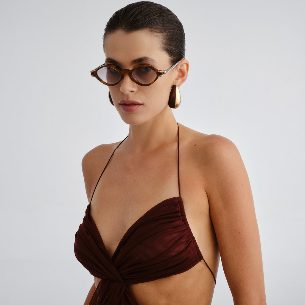 Le Specs Numero Trece Teak Female Oval Sunglasses | Eyewear Index