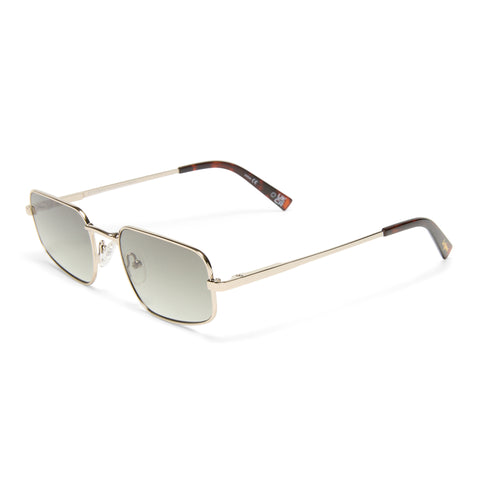 Le Specs Metagalactic Gold Uni-Sex Rectangle Sunglasses | Eyewear Index