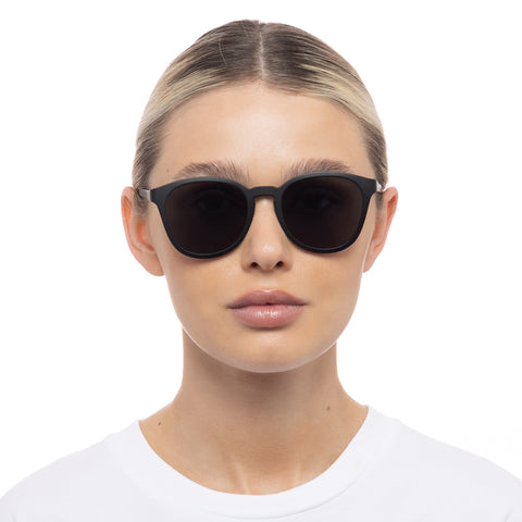 Le Specs Renegade Matte Black Uni-Sex Round Sunglasses | Eyewear Index