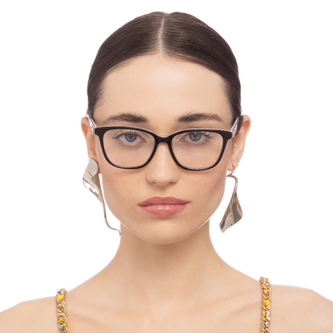 Camilla Outfit In Motion Black Look Up Tesoro Print Female Cat-Eye Optical Frames | Eyewear Index