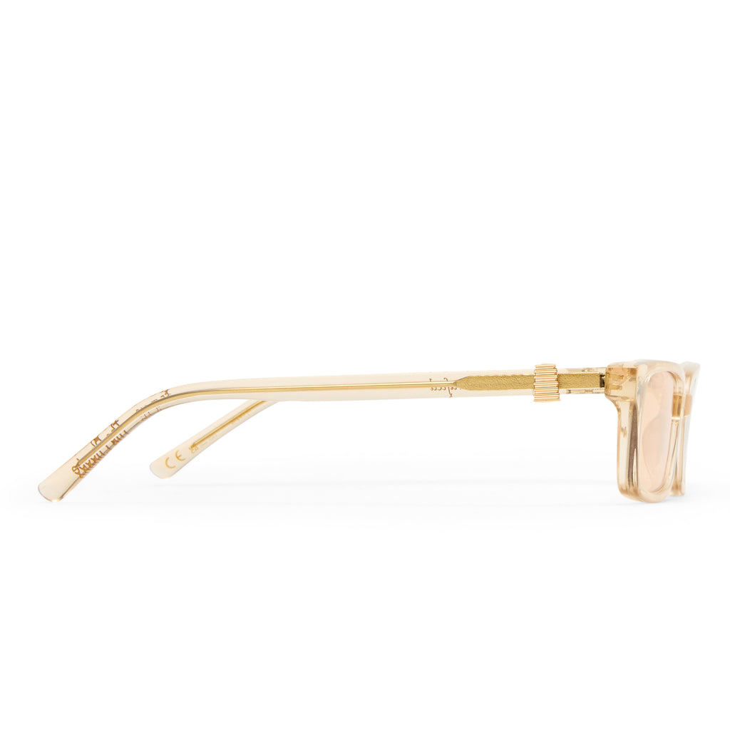 Luv Lou The Phoebe Luxe Peach Nude Female Rectangle Sunglasses | Eyewear Index