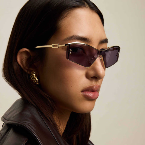 Le Specs Hyperbole Gold Uni-Sex Shield Sunglasses | Eyewear Index