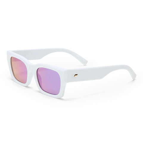 Le Specs Shmood White Uni-Sex Rectangle Sunglasses | Eyewear Index