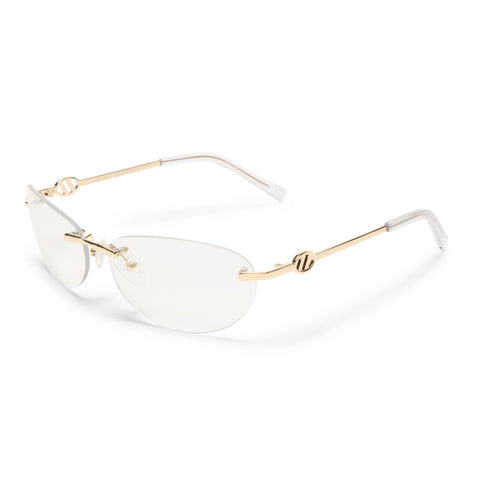 Le Specs Slinky Bright Gold Uni-Sex Oval Sunglasses | Eyewear Index