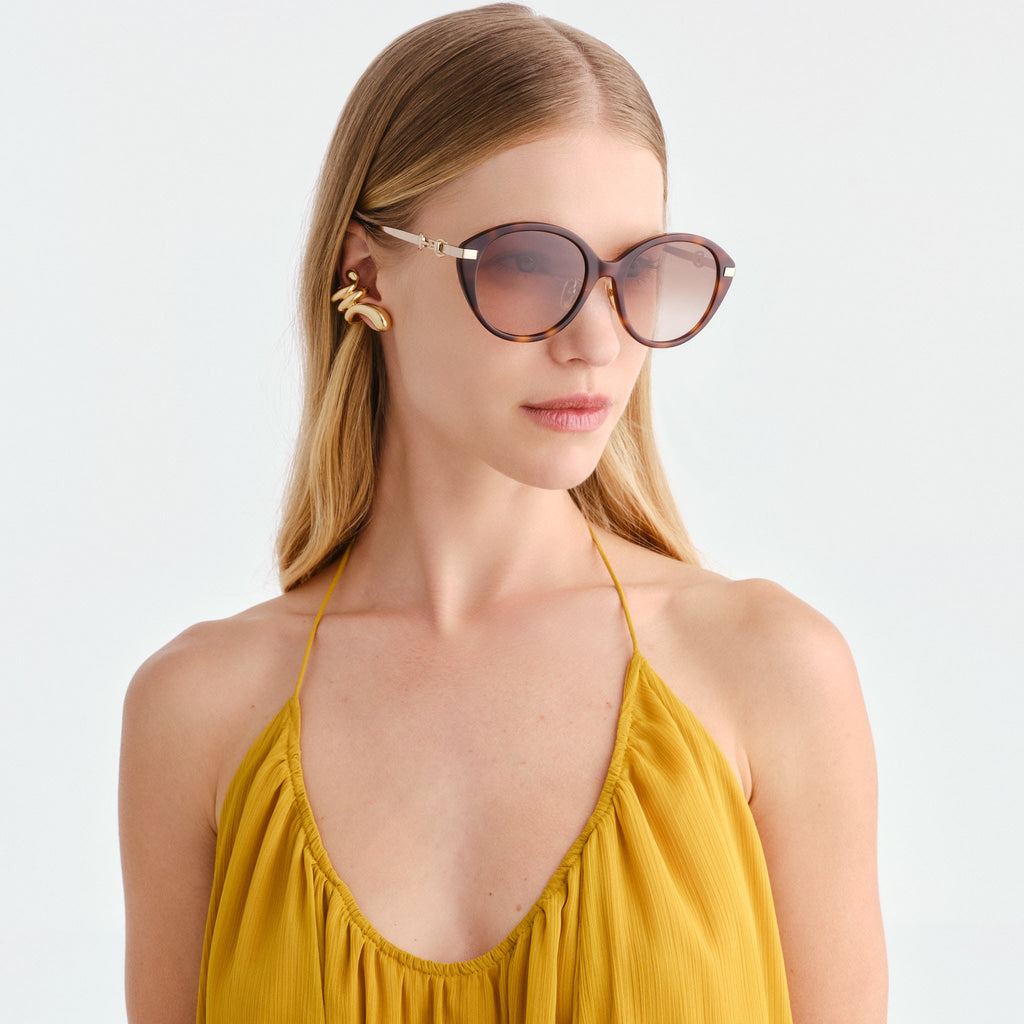 Gucci Gg2056sa Havana Female Cat-Eye Sunglasses | Eyewear Index