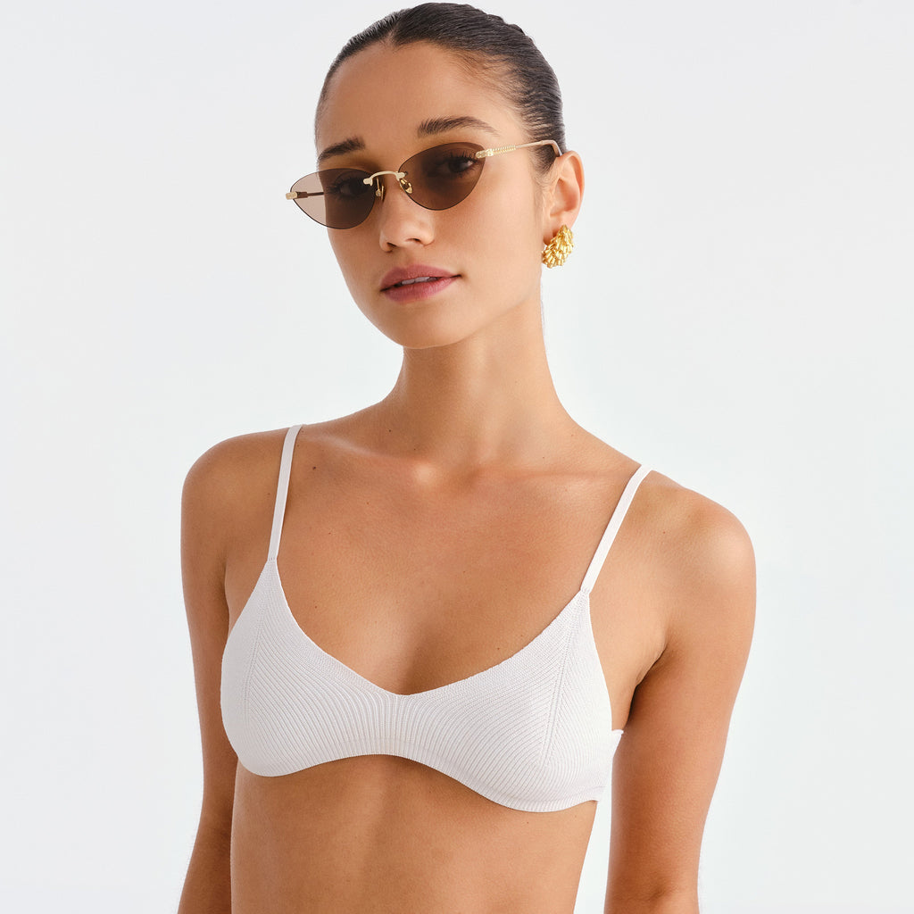 Luv Lou The Juni Gold Female Cat-Eye Sunglasses | Eyewear Index