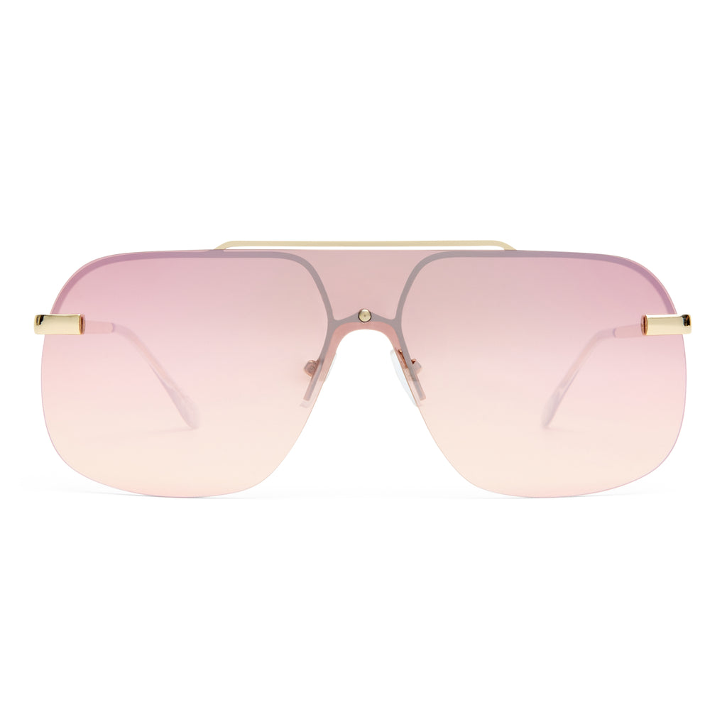 Aire Venatici Gold Female Aviator Sunglasses | Eyewear Index