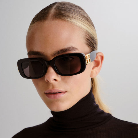 Balenciaga Bb0310sk Black Female Rectangle Sunglasses | Eyewear Index