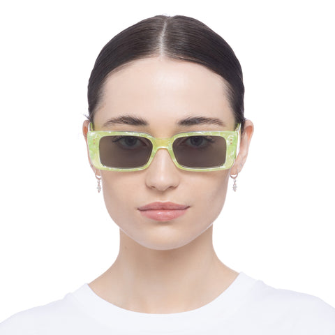 Aire Orion Glowing Green Marble Uni-Sex Rectangle Sunglasses | Eyewear Index