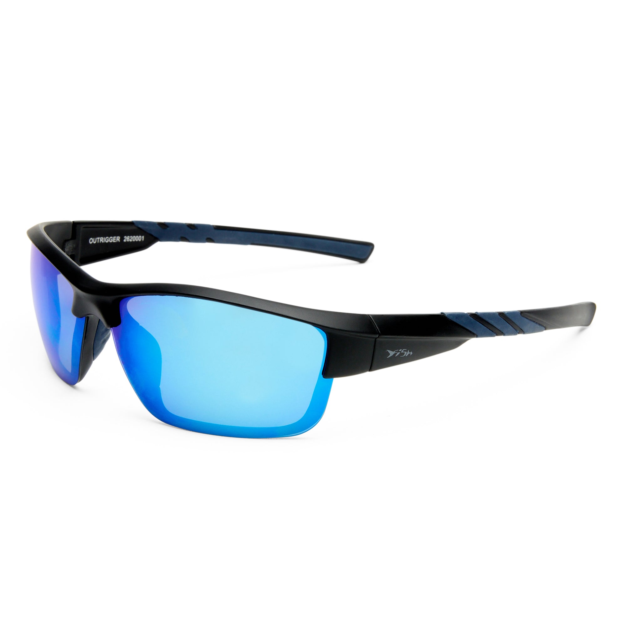 Fish Outrigger Matte Black Dark Blue Male Wrap Sunglasses | Eyewear Index