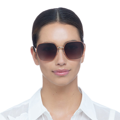 Oroton Elm Gold Rust Female Square Sunglasses | Eyewear Index