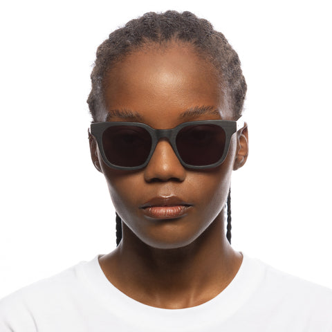 Le Specs Biopic 50 Scratched Black Uni-Sex Square Sunglasses | Eyewear Index