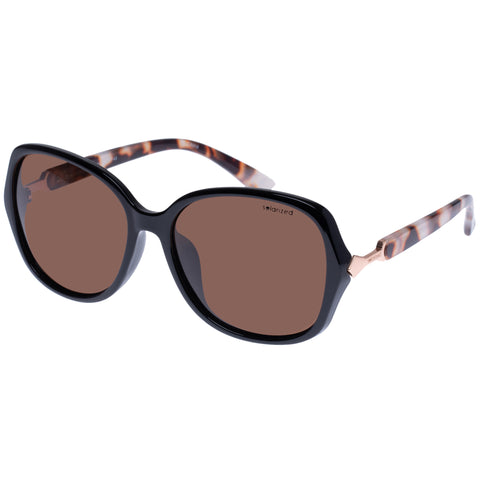 Solarized Deco Square Black Cookie Tort Female Square Sunglasses | Eyewear Index