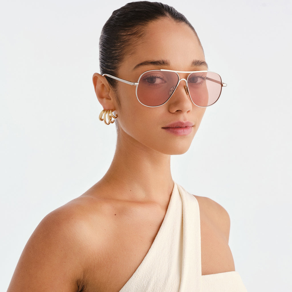Luv Lou The Carter Silver Female Aviator Sunglasses | Eyewear Index