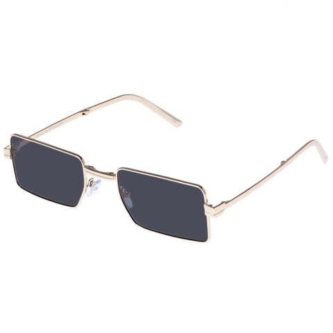 Le Specs Fold 02 Bright Gold Uni-Sex Rectangle Sunglasses | Eyewear Index