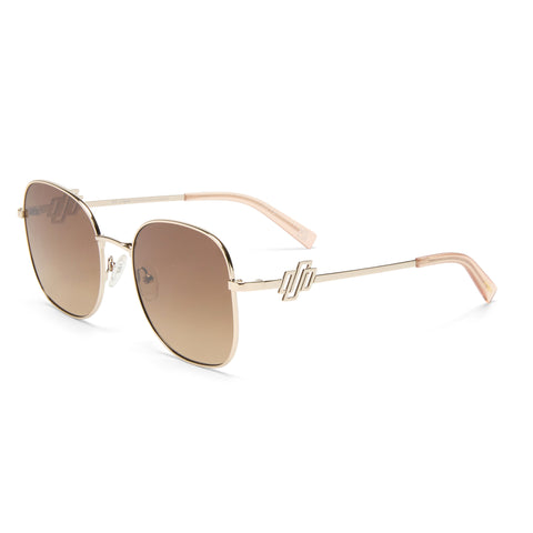 Le Specs Metamorphosis Bright Gold Female Round Sunglasses | Eyewear Index