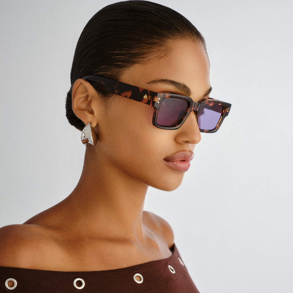 Aire Aeron Amber Tort Uni-Sex Rectangle Sunglasses | Eyewear Index