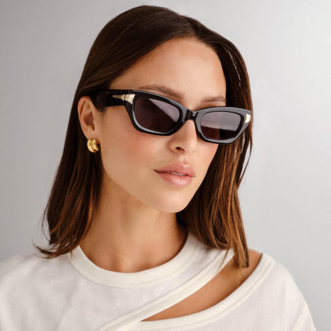 Luv Lou The Cameron Black Female Cat-Eye Sunglasses | Eyewear Index