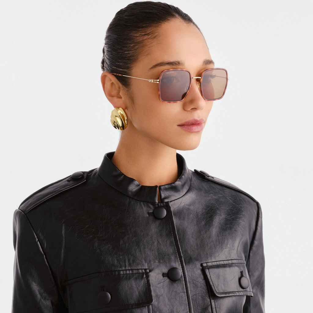 Gucci Gg1848s Havana Female Rectangle Sunglasses | Eyewear Index