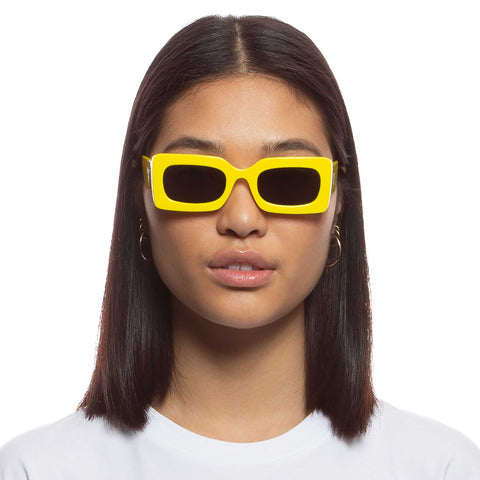 Le Specs More Joy Edition Yellow Black Uni-Sex Rectangle Sunglasses | Eyewear Index