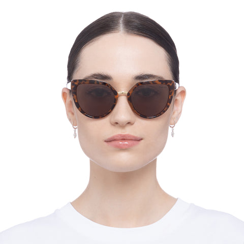 Solarized Luxury Cat Eye Tort Gold Female Cat-Eye Sunglasses | Eyewear Index