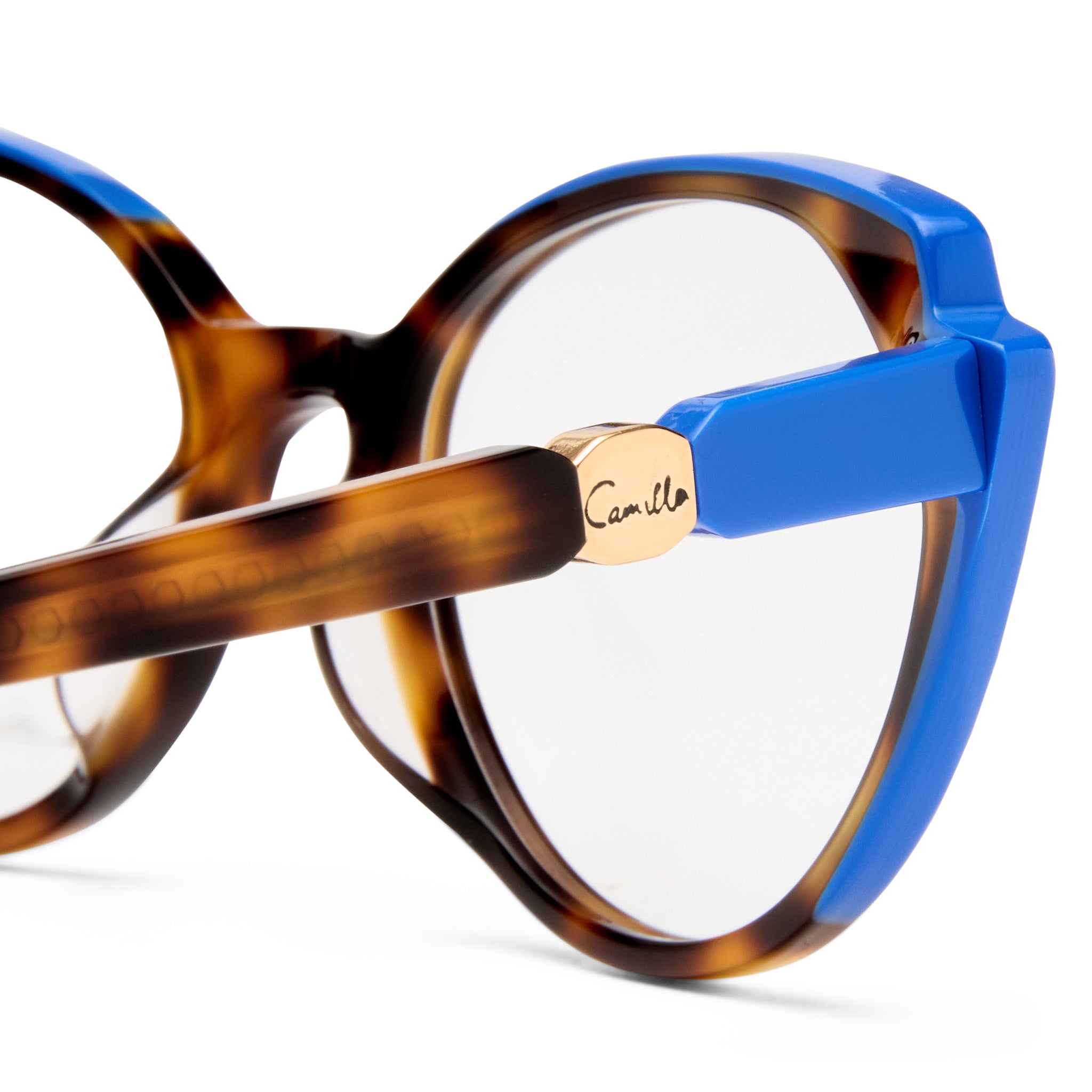 Camilla Cameo Dark Tort Cobalt Blue Female Cat-Eye Optical Frames | Eyewear Index