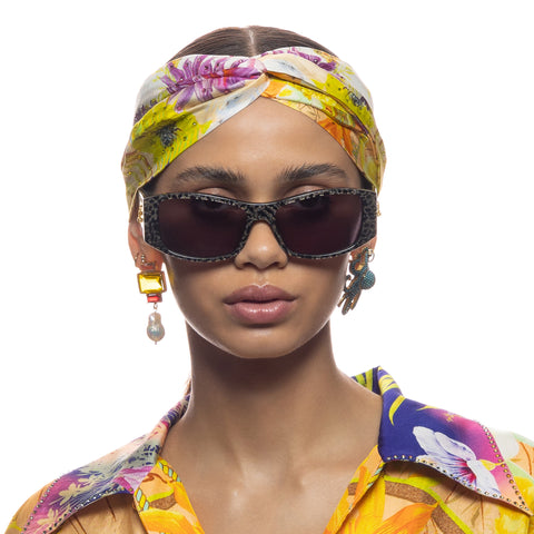 Camilla Pinot At The Palazzo Leopard Glitter Black Female Rectangle Sunglasses | Eyewear Index