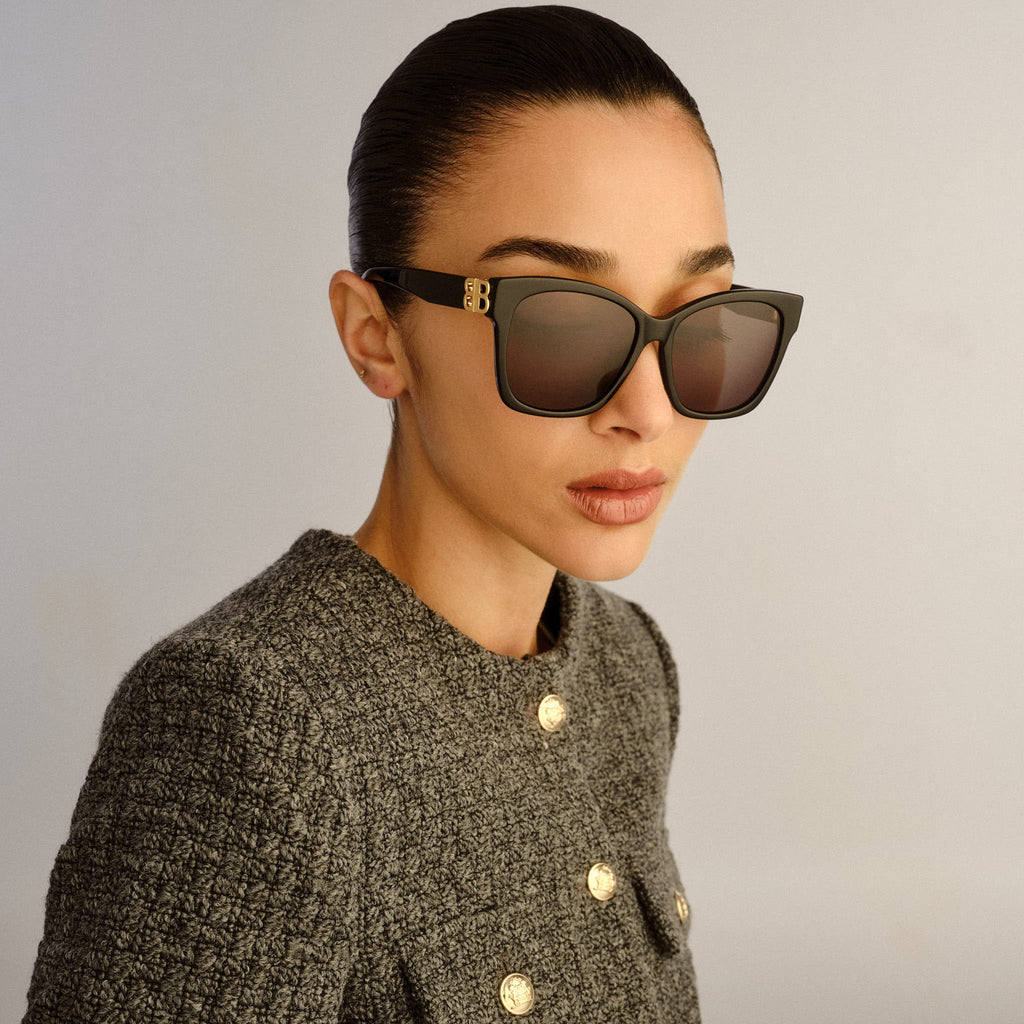 Balenciaga Bb0102sa Black Female Square Sunglasses | Eyewear Index