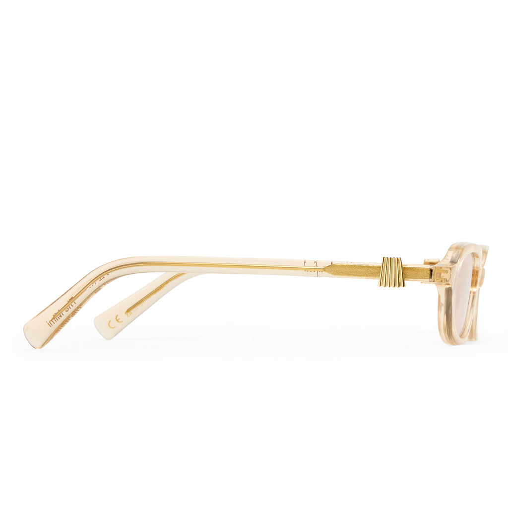 Luv Lou The Mimi Luxe Peach Nude Female Rectangle Sunglasses | Eyewear Index
