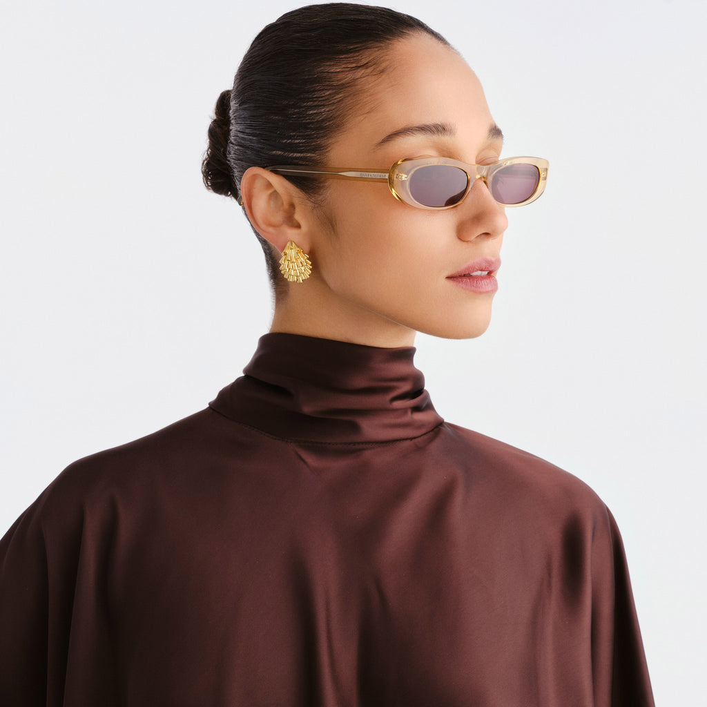 Saint Laurent Sl557shade Yellow Female Oval Sunglasses | Eyewear Index