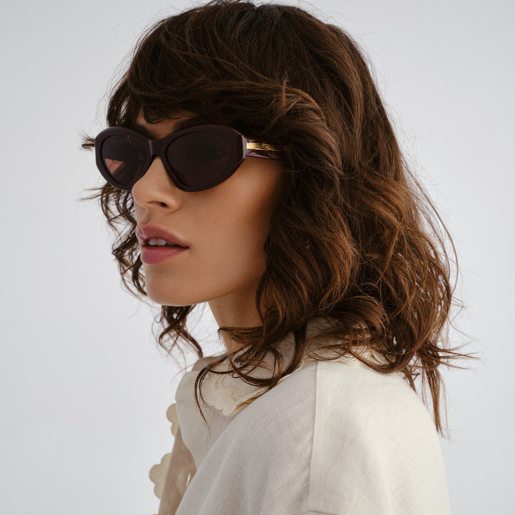 Oroton Remy Burgundy Female Cat-Eye Sunglasses | Eyewear Index