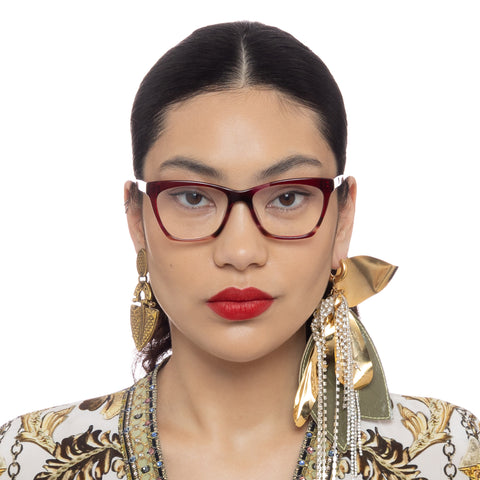 Camilla Is It Vacation Time Berry Haze Cherry Female Cat-Eye Optical Frames | Eyewear Index