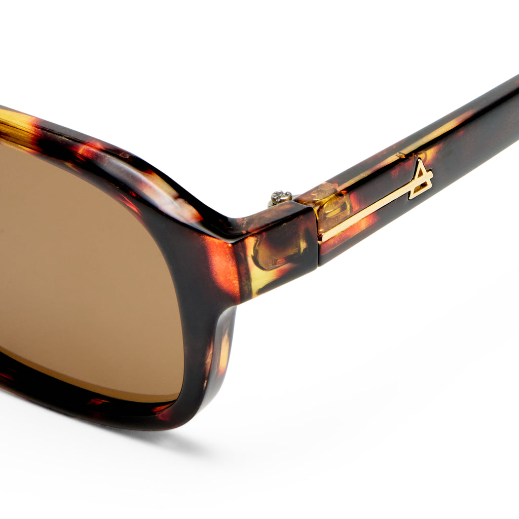 Aire Kinetic Amber Tort Uni-Sex Rectangle Sunglasses | Eyewear Index