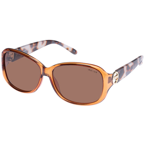 Solarized Luxury Comfort Caramel Cookie Tort Gold Female Wrap Sunglasses | Eyewear Index