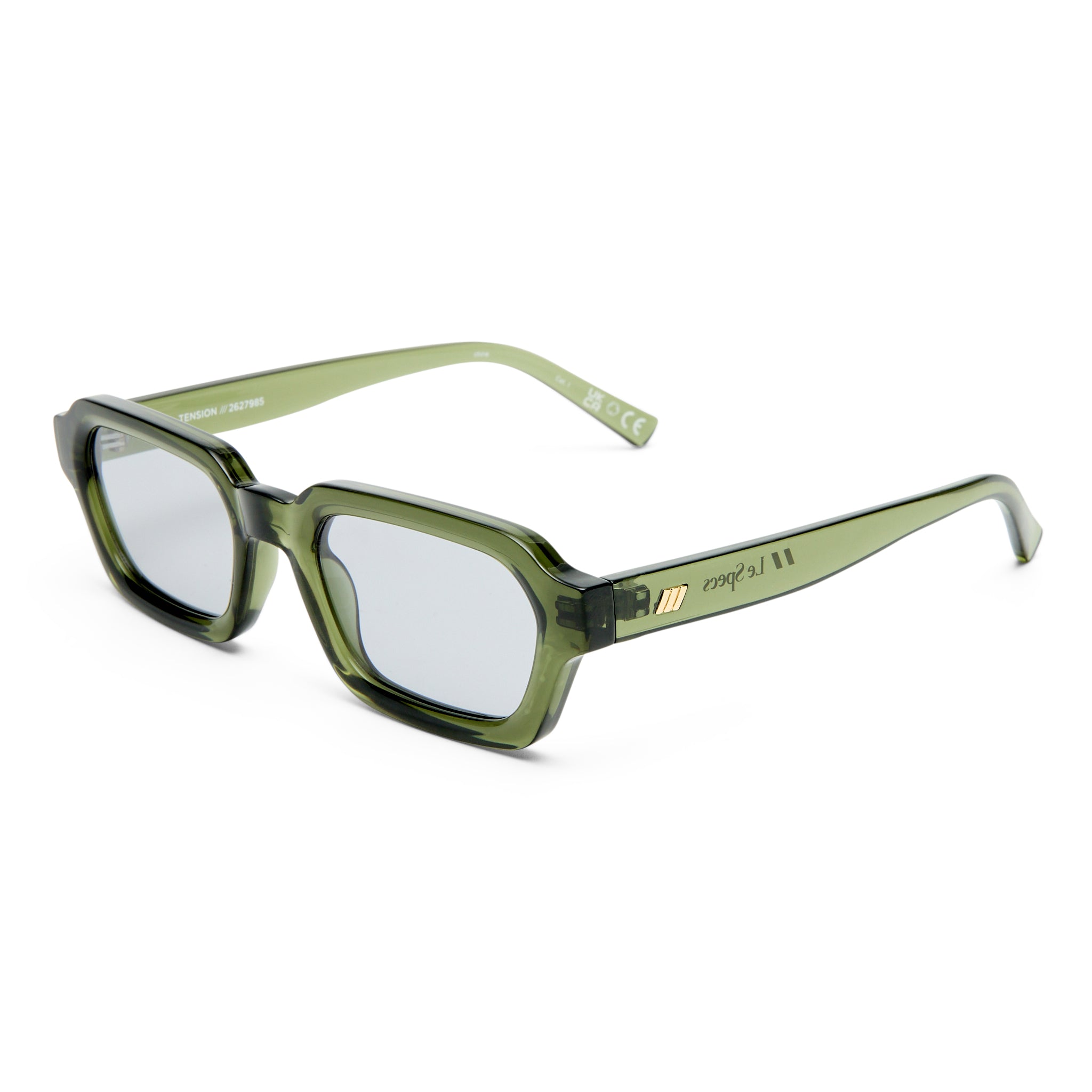 Le Specs Tension + Khaki Uni-Sex Rectangle Sunglasses | Eyewear Index