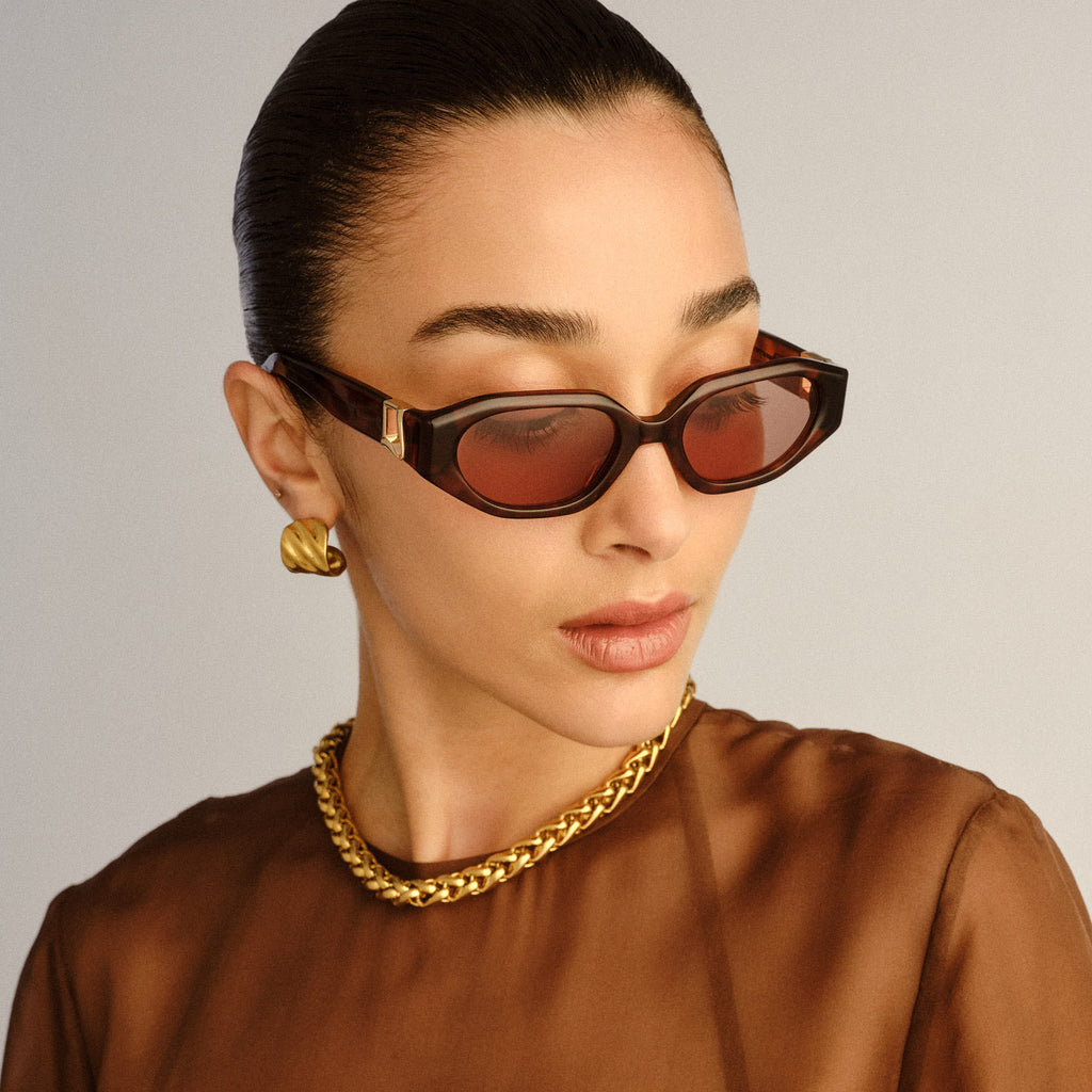 Luv Lou The Freddie Honey Tort Female Oval Sunglasses | Eyewear Index