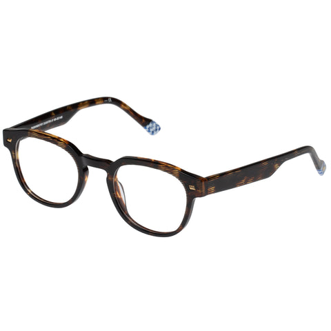 Le Specs Rudimentary 49 Pinstripe Tort Uni-Sex Round Optical Frames | Eyewear Index