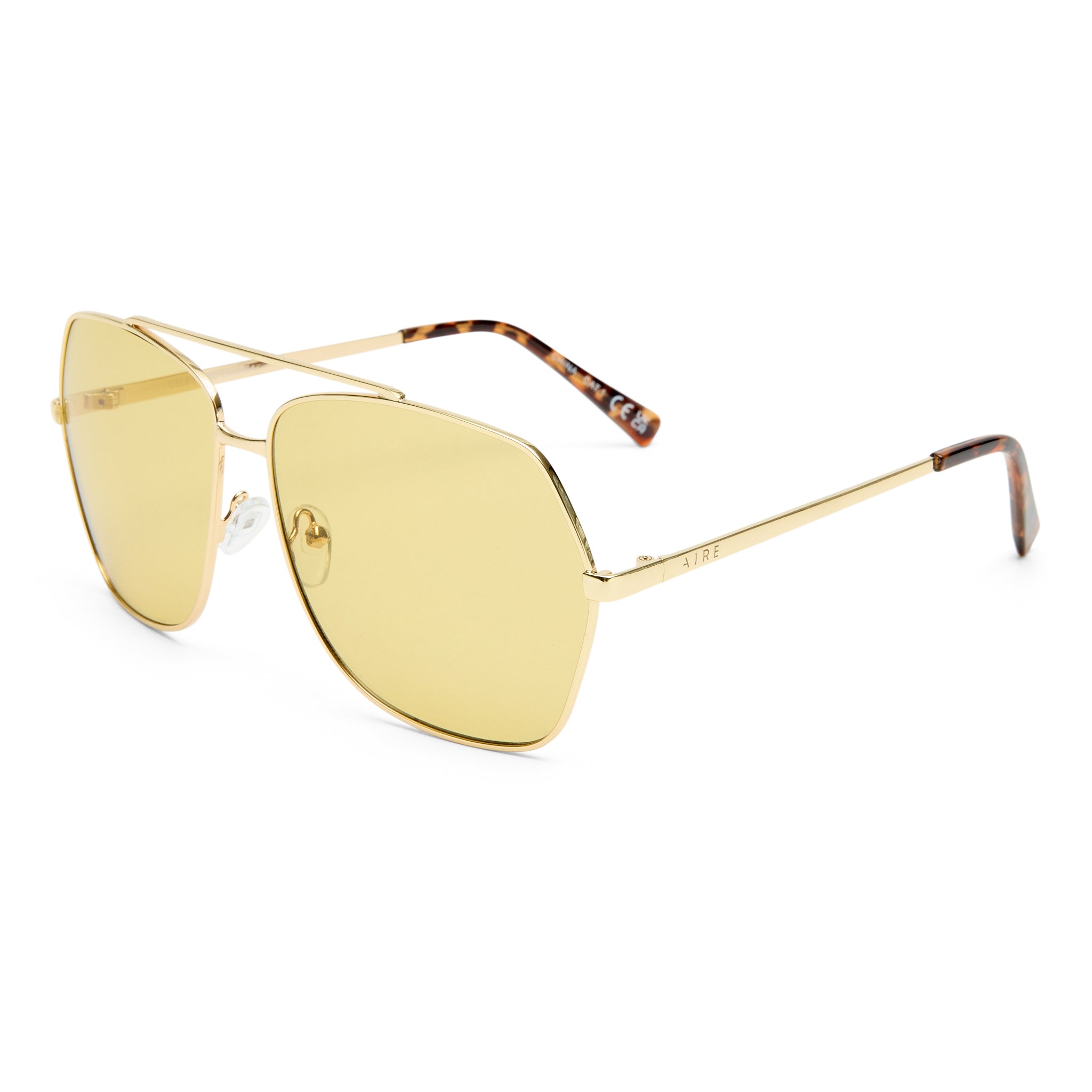 Aire Celestine Gold Amber Tort Uni-Sex Aviator Sunglasses | Eyewear Index