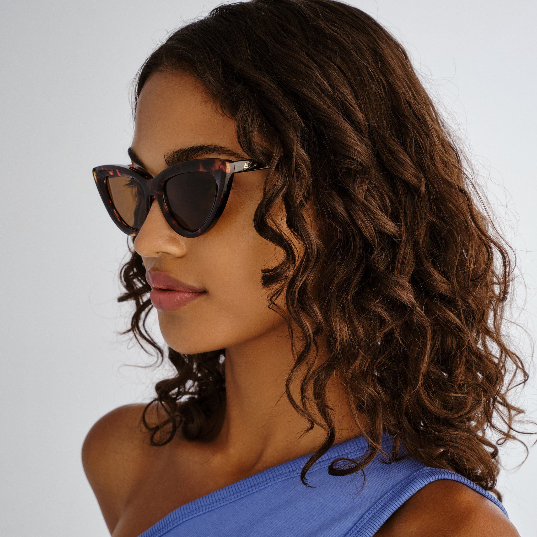 Aire Realm Amber Tort Female Cat-Eye Sunglasses | Eyewear Index
