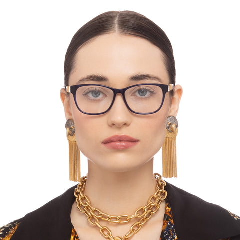 Camilla Moody Mornings Navy Positano Print Female Rectangle Optical Frames | Eyewear Index