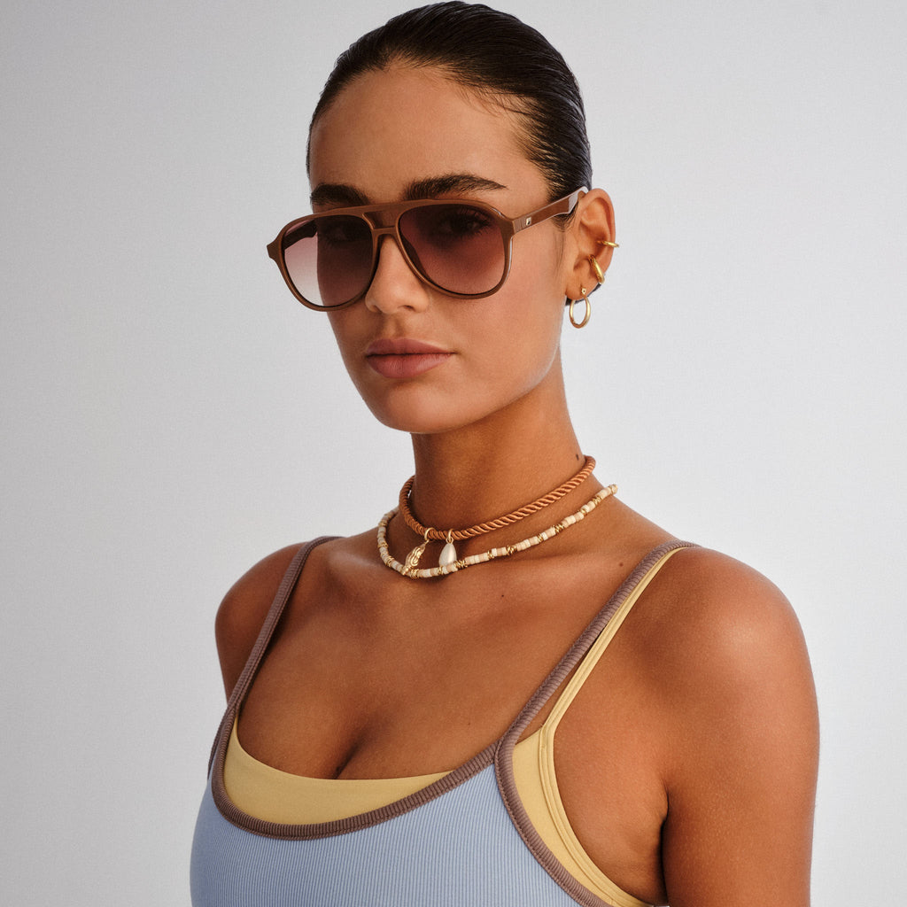 Le Specs Tragic Magic Hazelnut Uni-Sex Aviator Sunglasses | Eyewear Index