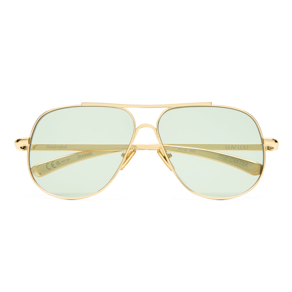 Luv Lou The Carter Bright Gold Female Aviator Sunglasses | Eyewear Index