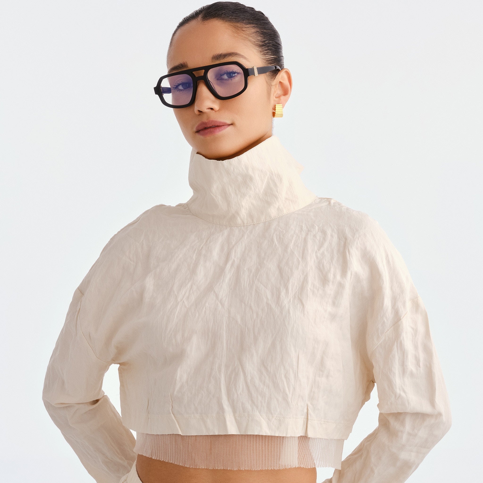 Luv Lou The Banks Luxe Black Female Aviator Blue Light | Eyewear Index