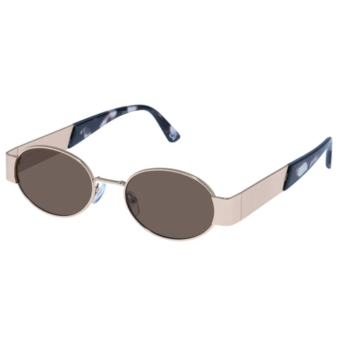 Aire Mars Satin Gold Charcoal Tort Uni-Sex Oval Sunglasses | Eyewear Index